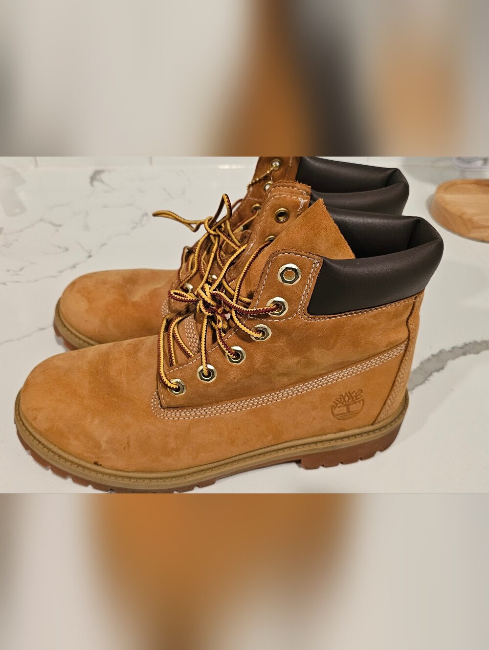 Timberland 6" Premium Waterproof Boots — Wheat Nubuck, Boys' Size 7